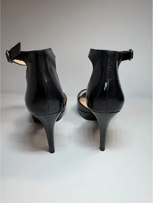 Alex Marie Women’s 9M Black Patent Peep Toe Ankle Strap Platform Heels thumbnail 6