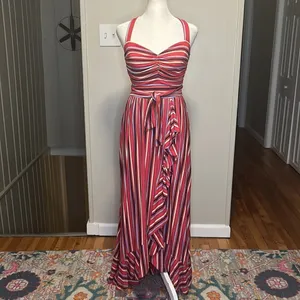 Anthropologie Maeve Gabriela Sleeveless Faux Wrap Ruffle Maxi Dress NWT Small thumbnail 4