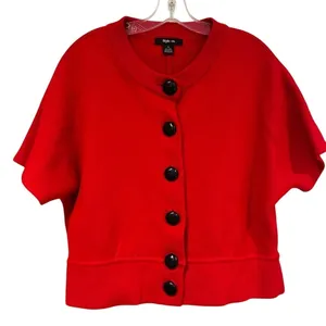 Style & Co Short Sleeve Wool Blend Cardigan Sweater Women's XL Red Cropped NWOT‎ thumbnail 1