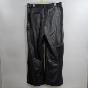 LOFT Faux Leather Wide Leg Pants Women’s 14 Tall High Rise Black Vegan 782131 thumbnail 3