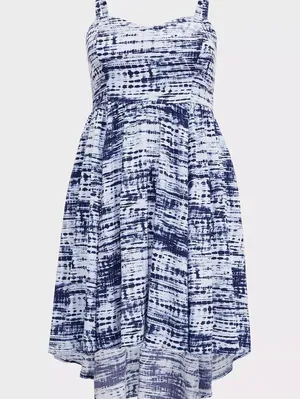Torrid Plus Size Smocked Mini Challis High Low Tie Dye Skater Dress thumbnail 5