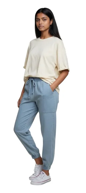 Indigo Rein Light Wash Jogger Casual Pants Elastic Drawstring Waist Size XL thumbnail 1