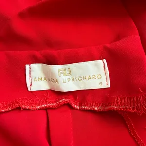 Amanda Uprichard Red Halter Jumpsuit Front‎ Tie Womens Small Wide Leg thumbnail 3