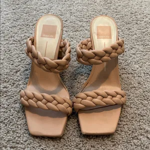 Dolce Vita Tan Braided Heeled Sandals With Chunky Heels thumbnail 2