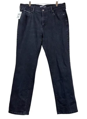 Levi’s 505 Straight Leg Contrast Stitched Black Denim Jeans Women’s Size 16M 33x thumbnail 1