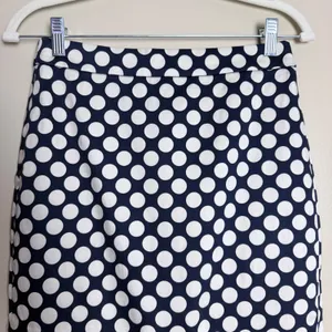 J.Crew Pencil Skirt Workwear Preppy Polka Dot Stretch Cotton Navy Cream Size 4 thumbnail 10