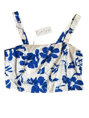 NEW Petal and Pup Blue Floral Square Neck Womens Size Small Crop Top thumbnail 2