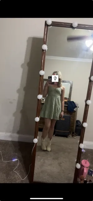 Hollister Sage Green Floaty Picnic Dress – Lace-Up Back – Spaghetti Straps thumbnail 4