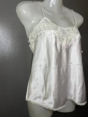 Amanda's Closet Camisole Tank Top Womens Medium Pink Satin Lace Embroidered thumbnail 3