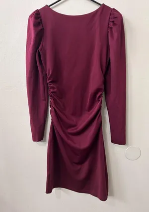 Susana Monaco Elegant Burgundy Ruched Dress thumbnail 1