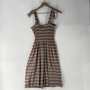 Toad & Co Gemina‎ Sleeveless Dress Faded Lilac 90s Stripe Smocked NWT Size M thumbnail 11