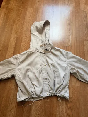 Stone Cream Hooded Varsity Jacket with Drawstring Hem XS/TP thumbnail 3