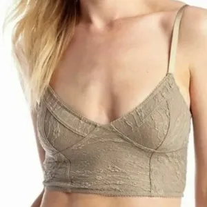 Free People Bra lace longline bustier womens Beige (xsmall) boho festival comfy thumbnail 1