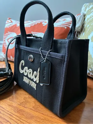Coach Cargo Embroidered Tote Crossbody Bag 20, NWT, Black / Silver thumbnail 6