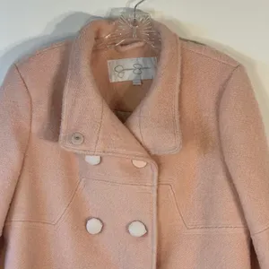 Jessica Simpson Womens Blush Pink Wool Blend Double Breasted Pea Coat JOFMH765 L thumbnail 3