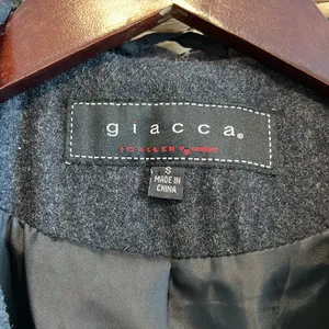 Giacca Button Front Wool Blend Heavy Weight Pea Coat w/Hood & Pockets, S thumbnail 7