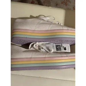 Superga 2790 Candy White Canvas Pastel Rainbow Platform Sneakers Womens 8.5 thumbnail 4