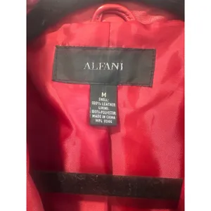 Alfani Red Leather Blazer Jacket Womens M Button Genuine Leather read casual thumbnail 5