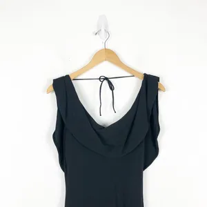 Zara Cowl Neck Black Knit Maxi Dress Small Low Back Resort Wear Minimalist thumbnail 5