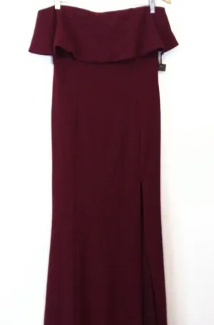 Lulu’s maxi formal gown fold over strapless thigh high slit side dress Size 10 thumbnail 4