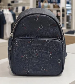 NWOT Lacoste Croco Crew Raquet Print Small Grain Leather‎ Backpack Exclusive thumbnail 1