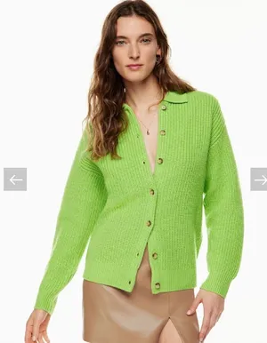 Aritzia Wilfred Claudette Cardigan collared merino wool in‎ cucamelon green XXs thumbnail 1