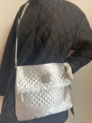 Silver Quilted Flap crossbody or Shoulder Bag thumbnail 3