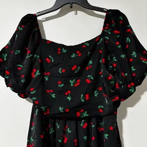 Petal & Pup Chlo Puff Sleeve Midi Sundress Cherry Print Size L thumbnail 3