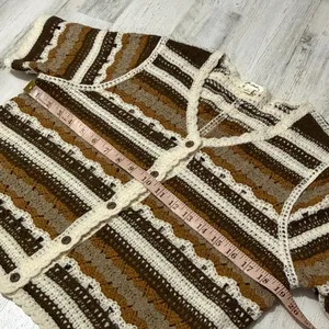 Ultra Pink Brown and Cream Striped Crochet Top thumbnail 9