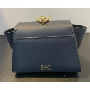 ZAC Posen Womens Small Belay Mini Wristlet Clutch Navy Blue Gold Hardware NEW thumbnail 2