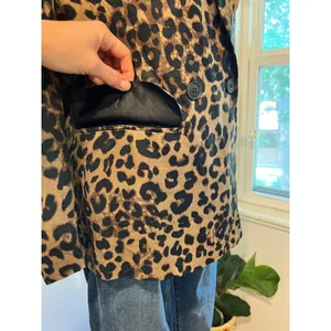 Zara Brown Animal Print Double Button Silky Satin Oversized Blazer Size XS thumbnail 5
