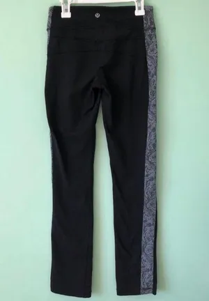 Lululemon Black & Gray Yoga Pants Full Length Leggings thumbnail 3