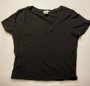 Bozzolo Womens Black Short Sleeve Baby Tee Crop Top Sz S V Neck thumbnail 1
