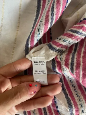Cost Plus World Market Striped V-Neck Maxi Dress in Cream, Pink & Navy thumbnail 5
