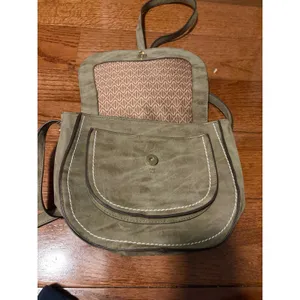 Steven By Steve Madden Crossbody Bag Western Boho Sage‎ Green Scalloped Faux Suede Medium thumbnail 6