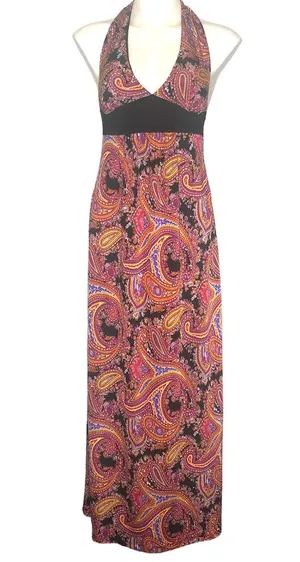 Paisley Halter Maxi Dress - Size Small thumbnail 1