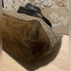 Coach Soho Tote/Shoulder Bag Jacquard Signature Brown Suede - Vintage thumbnail 11