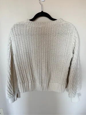H&M chunky knit cream sweater XS thumbnail 3