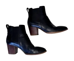 Black Leather Madewell Ankle Boots Booties Women's Size 7 thumbnail 1