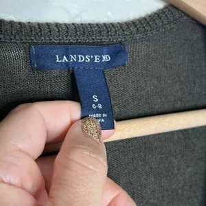 Lands'‎ End Women' Merino Wool V-Neck Long Sleeve Brown Fair Isle Sweater Small thumbnail 2