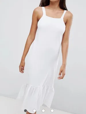 ASOS DESIGN square neck drop hem midi sundress thumbnail 2