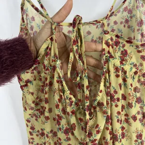 Beach Riot Malia Maxi Dress Womens Large Yellow Floral Back Tie Spaghetti‎ Strap thumbnail 6