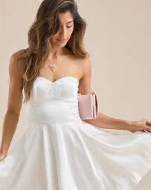 Altard State White satin mini dress women’s size XS🤍✨ thumbnail 1