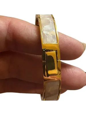 Kate Spade Gold & White Mother of Pearl Bangle Bracelet One Size thumbnail 5