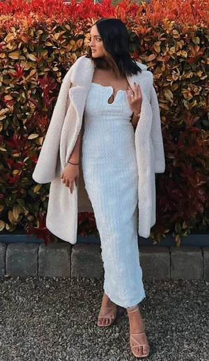 Selfie Leslie Textured White Midi Dress thumbnail 2