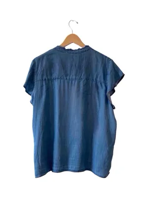 Workshop Republic Clothing Blue Lyocell Ruffle Sleeve Button Top NWT XL thumbnail 2