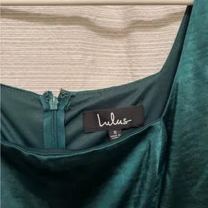 Lulu's Forest Green Silk Dress thumbnail 4