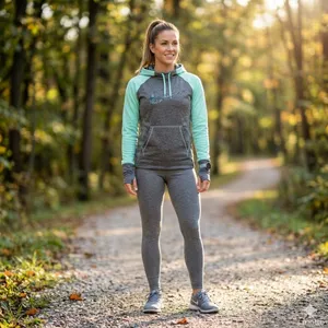 Nike Therma-Fit Hoodie Womens L Gray Mint Fleece Pullover Thumbholes Sweatshirt thumbnail 12