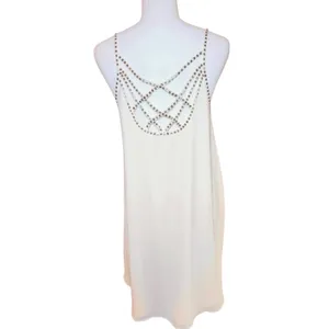 White Beaded Cage Back Mini Dress Womens Size Medium Cream‎ NWT Summer Cocktail thumbnail 3