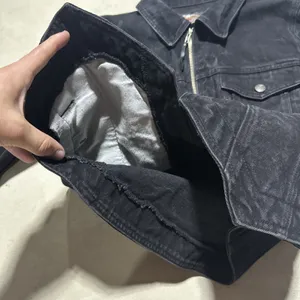 Harley Davidson Black Jean Denim Jacket Embroidered Wings Women's Size Medium thumbnail 8